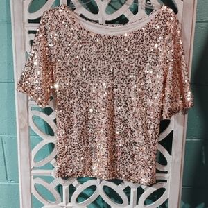 Sparkling Sequin Short Sleeve Top